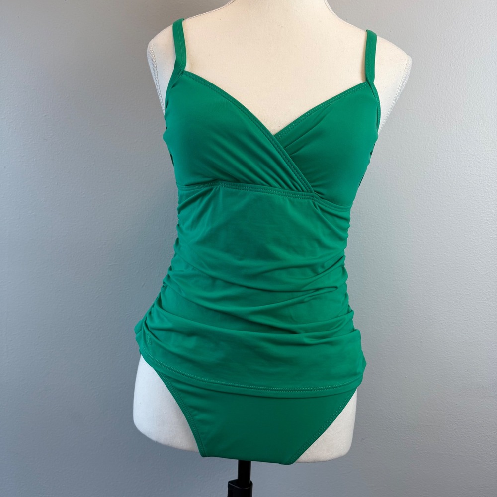Lauren Ralph Lauren Green Ruched Onepiece Swimsuit Size 8